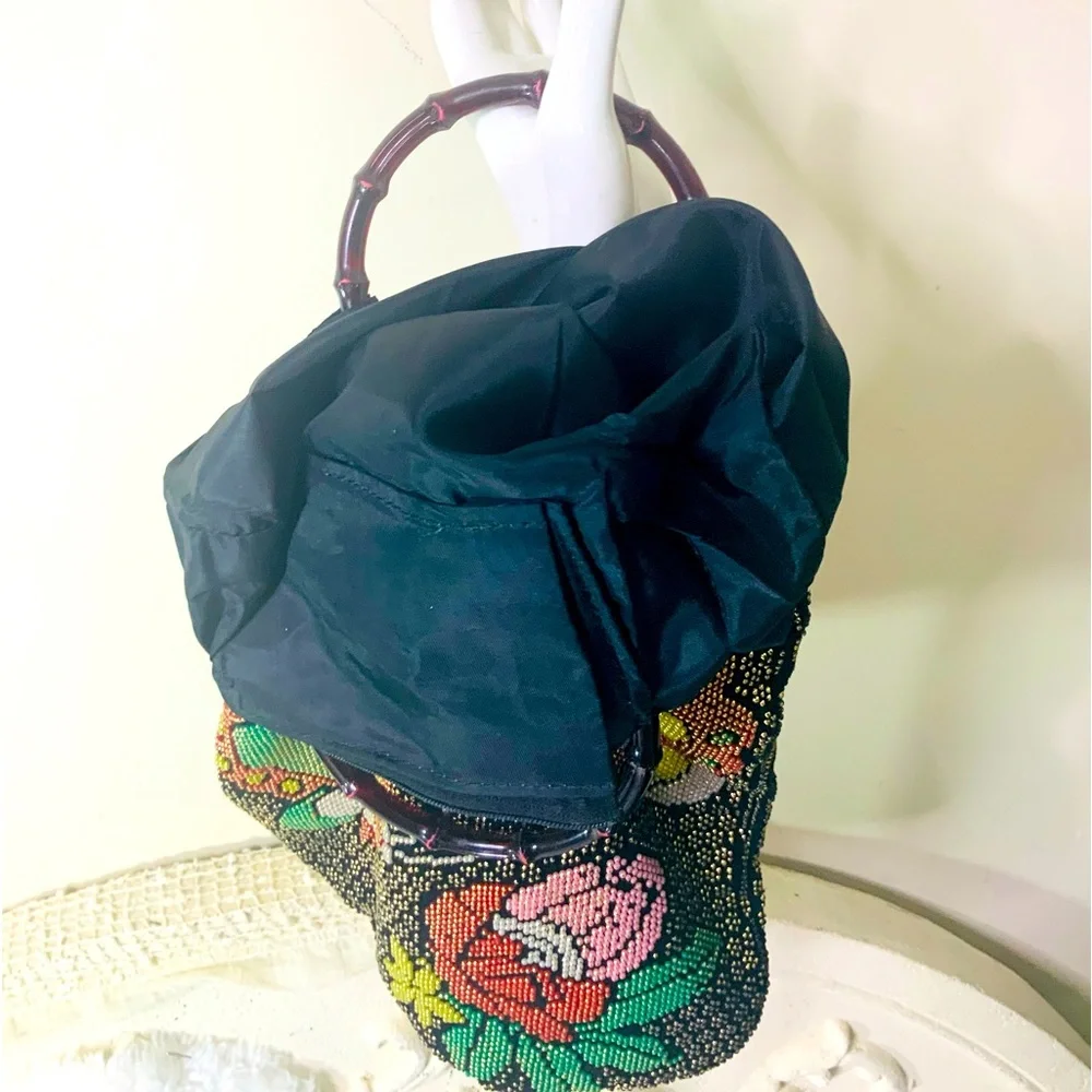 VINTAGE Texturized Floral Hobo Handbag